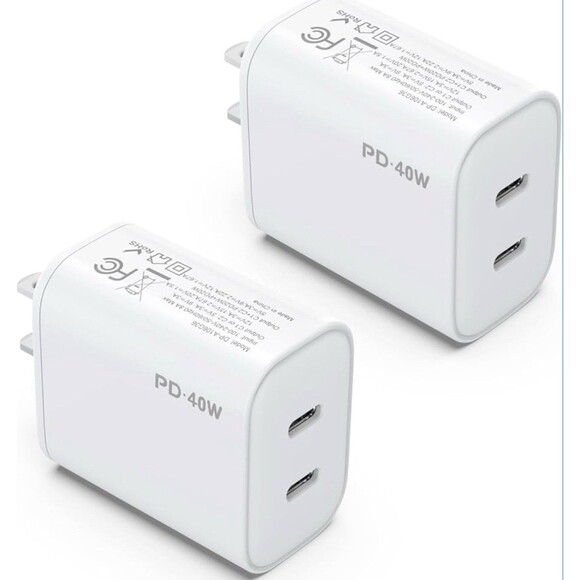 2Pack 40W USB C Charger Block, Dual USB-C Port Power Adapter - White - Picture 1 of 5